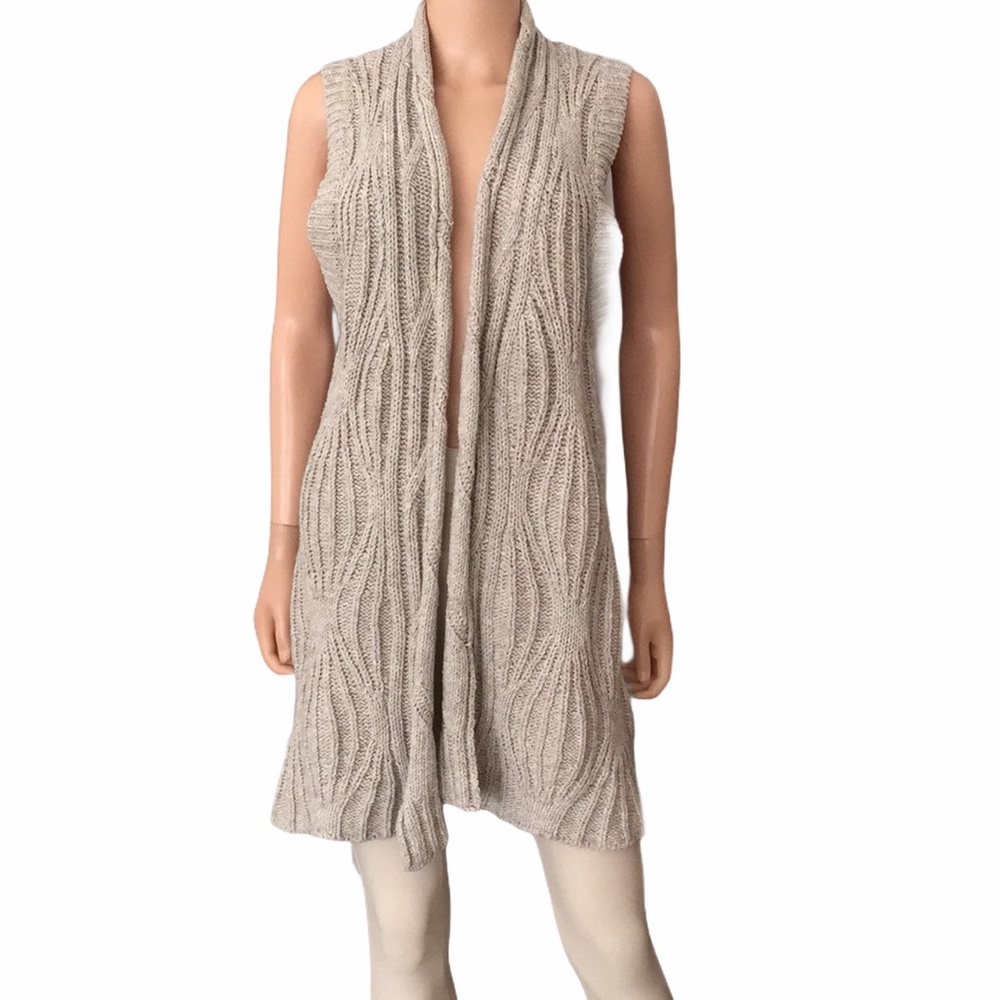NWOT CAbi long open rope pattern sweater vest